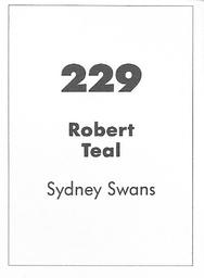 1990 Select AFL Stickers #229 Robert Teal Back